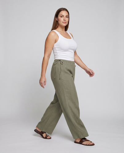 Damen luftiger Palazzo-Hosen mit elastischem Bund und praktischen Taschen