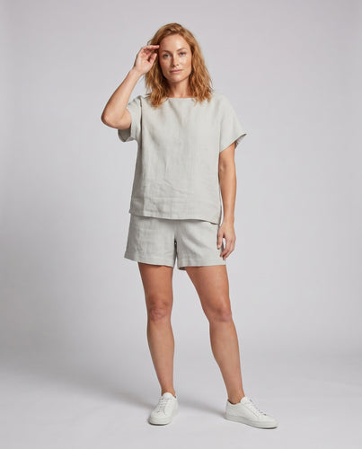 Damen luftiges Leinen-Loungewear-Set mit entspannter Passform