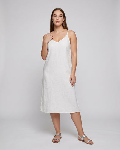 Damen luftiges Leinen-Minikleid mit Spaghettiträgern und V-Ausschnitt