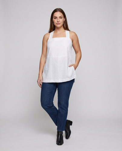 Damen luftiges Leinen-Trägertop mit minimalistischen Strapazen