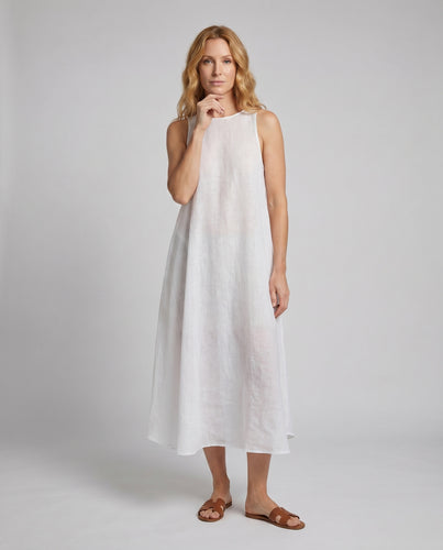 Damen luftiges Maxikleid aus edlem Leinen mit minimalistischer Silhouette