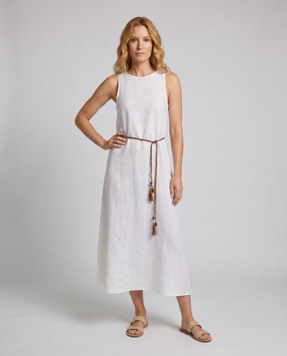 Damen luftiges Maxikleid aus hochwertigem Leinen mit eleganter Silhouette