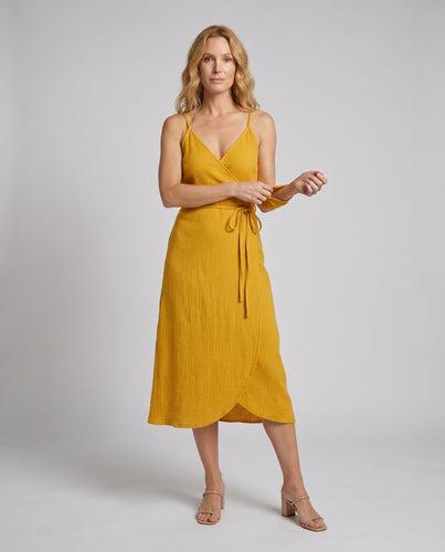 Damen luftiges Maxikleid mit elegantem Wickeldetail