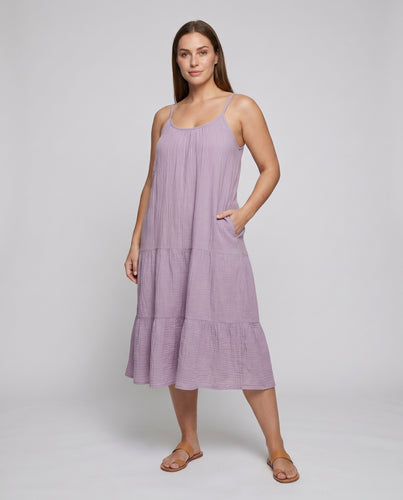 Damen Maxikleid mit schickem Rüschensaum und schmalen Spaghettiträgern