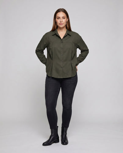 Damen modische Overshirt-Bluse aus strukturiertem Material