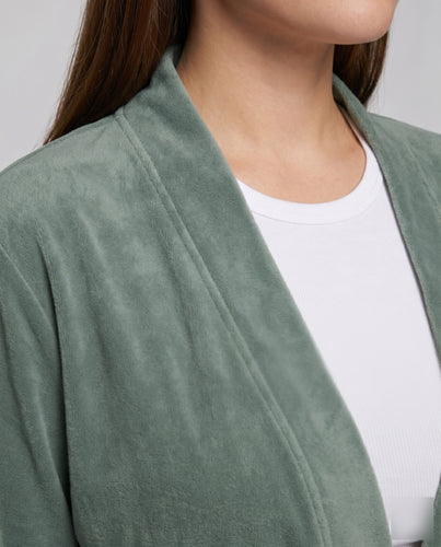 Damen Morgenmantel aus hochwertigem Frottee mit Gürtel und praktischen Taschen