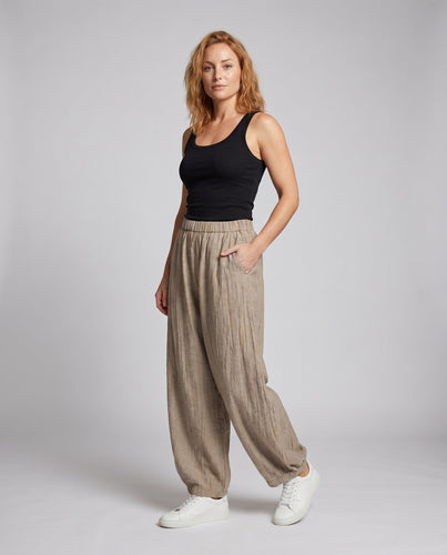 Damen weite Palazzo-Hosen mit elegantem Streifenmuster und hohem Bund