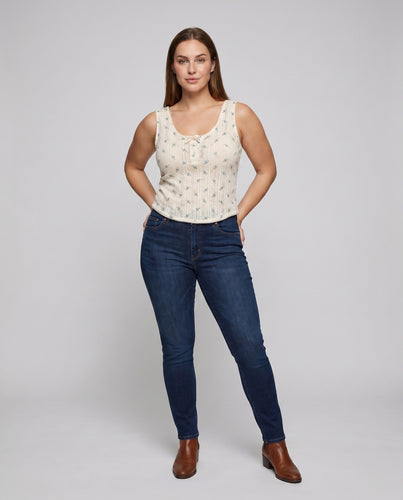 Damen ärmelloses Oberteil mit feinem Blumenmuster und taschenfreundlichem Design R&B