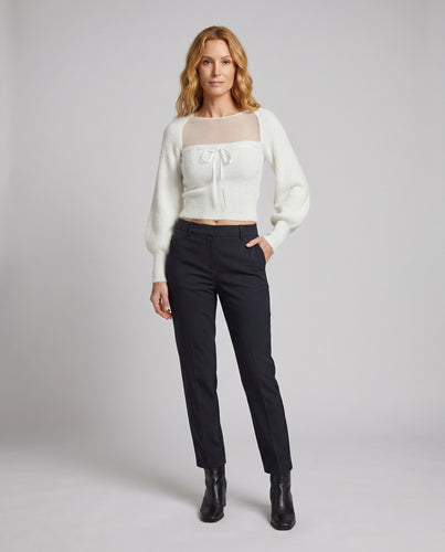 Damen Cropped Pullover mit eleganter Schnürung R&B