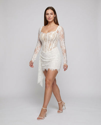 Damen Elegantes Spitzendress mit transparenten Elementen R&B
