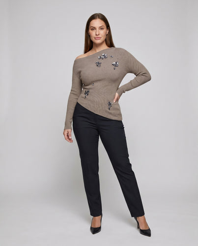 Damen figurbetontes Ensemble mit schulterfreiem Design und einzigartigen Applikationen R&B