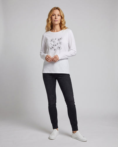 Damen Lässiges T-Shirt mit floralem Druck R&B