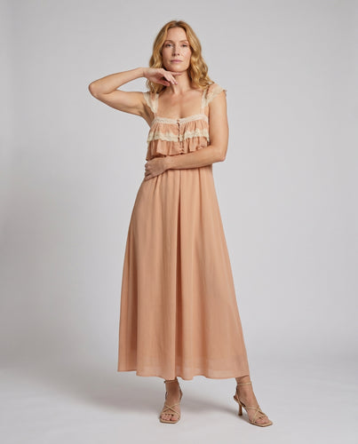 Damen luftiges Maxikleid mit romantischen Rüschendetails R&B