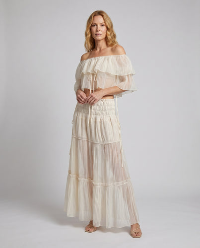 Damen Off-Shoulder Kleid mit voluminösem Rock und schickem Rüschendesign R&B