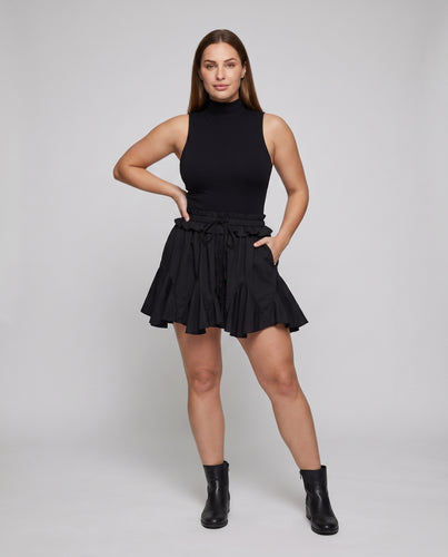 Damen Oversize Top mit hochgeschlossenem Kragen und elastischem Bund R&B
