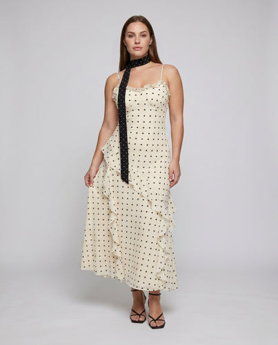 Damen Sommerliche Maxikleid mit Punkten R&B