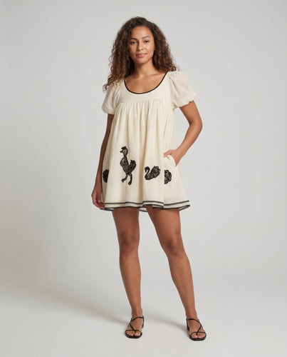 Damen verspieltes Sommerkleid mit liebevollen Tierstickereien R&B