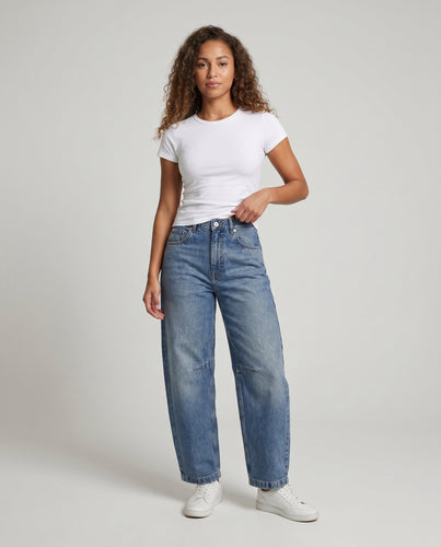 Damen Weite Schlagjeans mit hohem Bund und lässigem Schnitt R&B