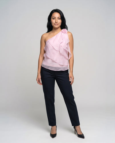 Damen asymmetrisches Top mit elegantem Rüschendesign R&B