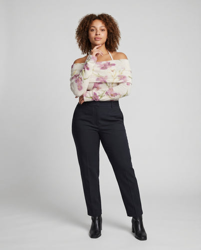 Damen Elegante Off-Shoulder Strickbluse mit floralem Muster R&B