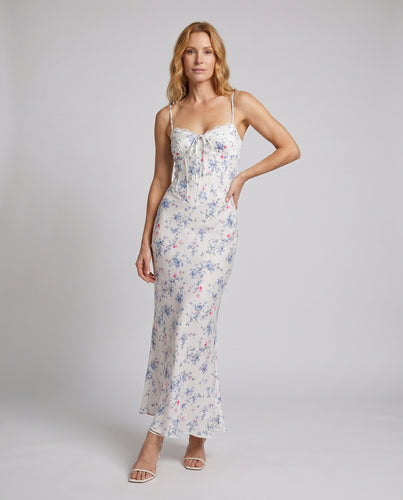 Damen Elegantes Blumenkleid mit zartem Spaghettiträger und Rüschensaum R&B
