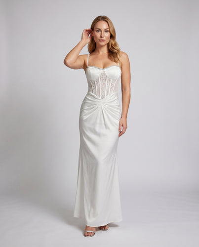 Damen Elegantes Maxikleid mit Raffungen und dekadentem Detail R&B