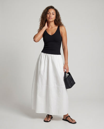 Damen Langes Maxi-Rock mit voluminösem Schnitt und elastischem Bund R&B