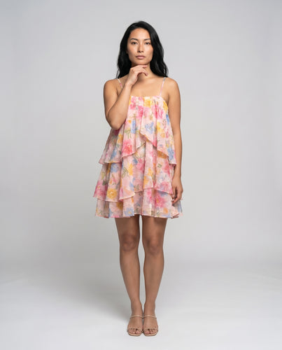 Damen lässiges Sommerkleid mit fließendem Schnitt und Rüschendetails R&B