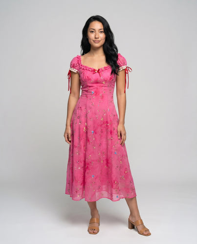 Damen Maxikleid mit romantischem Schnitt und bunten Stickereien R&B