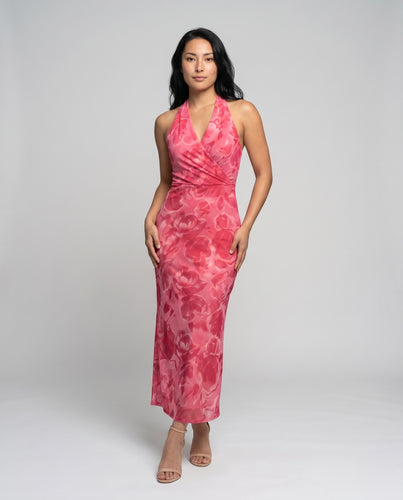 Damen Maxikleid mit strukturiertem Oberteil und Wickeldetails R&B