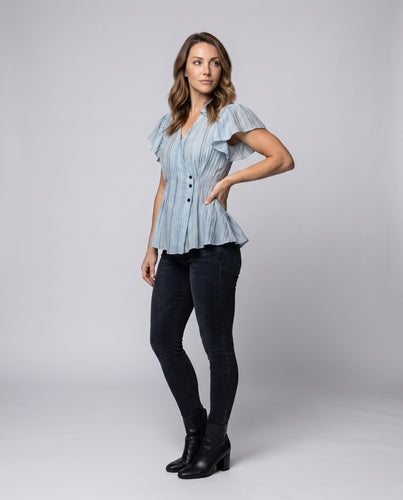 Damen Bluse mit Rüschendetails und taillierter Passform R&B
