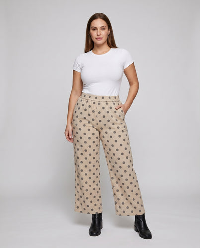 Damen Elastische Hochwasserhose mit Punktmuster R&B
