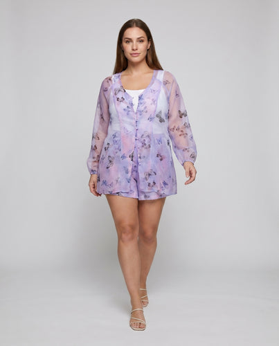 Damen Elegant gemusterte Blusen-Shorts Kombination R&B