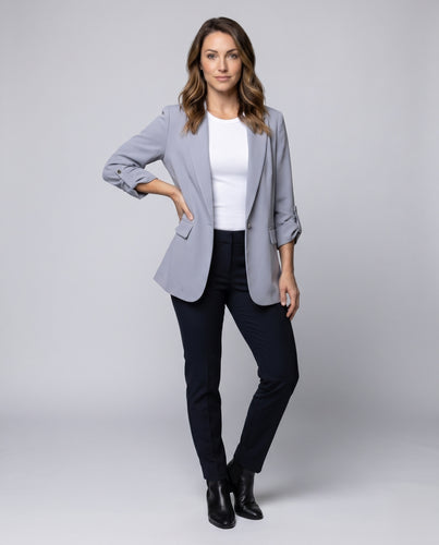 Damen Elegante Chiffon Blazer mit lässigen Puffärmeln R&B
