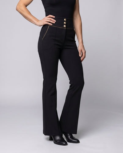 Damen Elegante Hochbundhose mit dekorativen Knopfdetails R&B