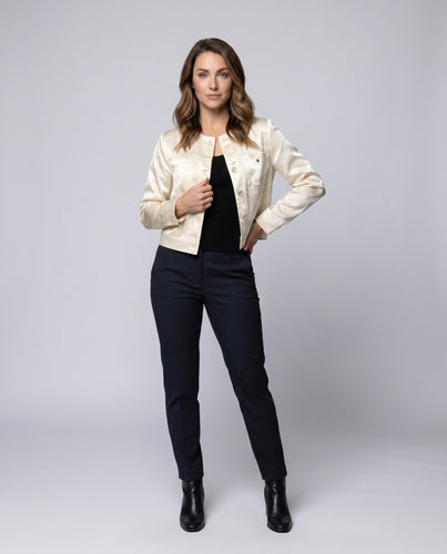 Damen Elegante Kurzjacke mit feinem Stoff und modischen Knopfdetails R&B