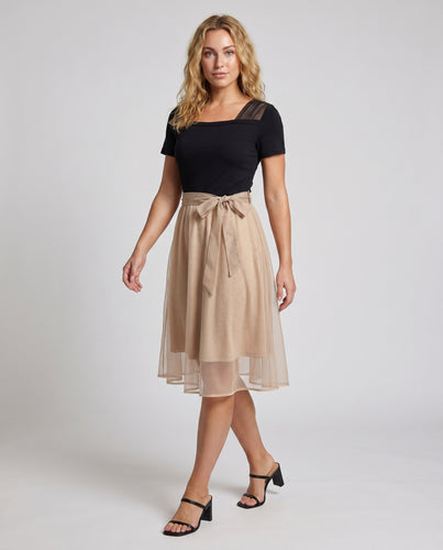 Damen Elegantes Blusenkleid mit asymmetrischem Rock und feinen Akzenten R&B
