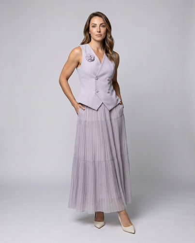 Damen Elegantes Plisseekleid mit tailliertem Blazer-Schnitt R&B