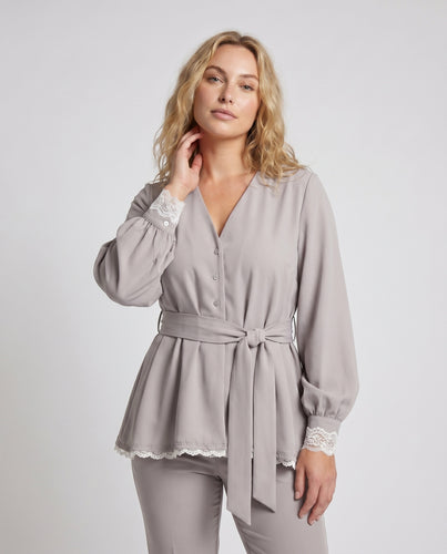 Damen Elegantes Wickelkleid mit Rüschendetails und tailliertem Schnitt R&B