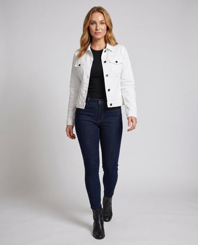 Damen klassische Denimjacke mit praktischen Taschen und eleganten Knöpfen R&B