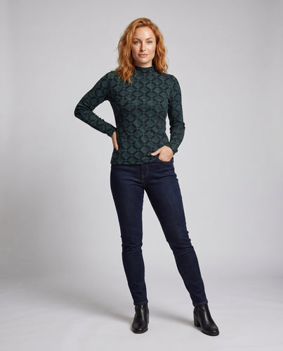 Damen Langarmshirt mit elegantem Karomuster und schimmernden Akzenten R&B