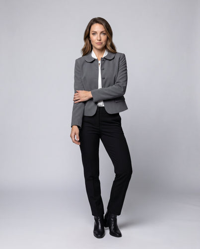 Damen Modische Blazerjacke mit runden Knöpfen und dekorativem Kragen R&B