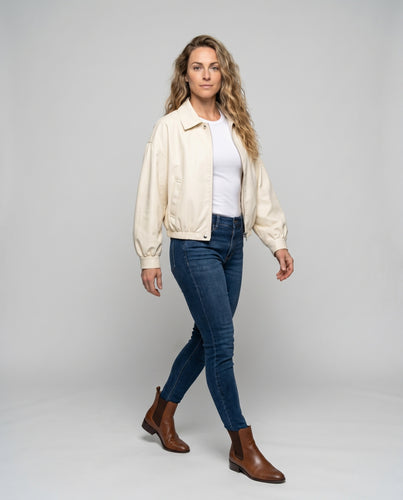 Damen Modische Bomberjacke mit lässigem Schnitt und elastischen Bündchen R&B