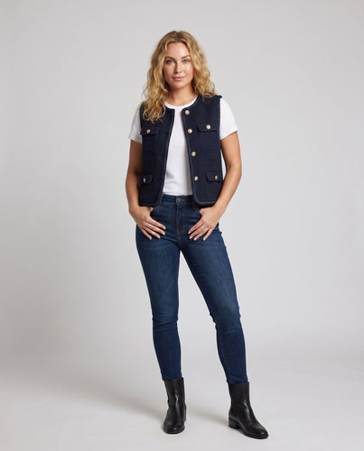 Damen Modische Weste mit dekorativen Knopfdetails und aufgesetzten Taschen R&B
