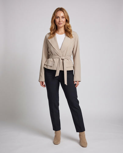Damen Eleganter Blazer mit tailliertem Schnitt und praktischem Gürtel R&B