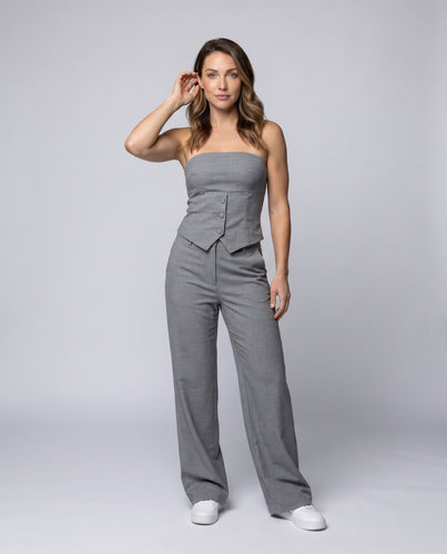 Damen Elegantes und figurbetontes Set mit Bustier und weiten Hosen R&B