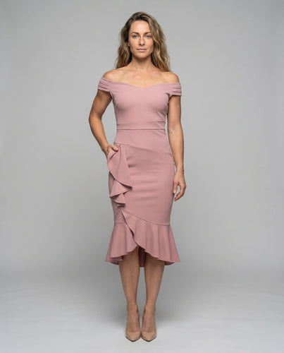 Damen Figurbetontes Kleid mit einem Rüschensaum R&B