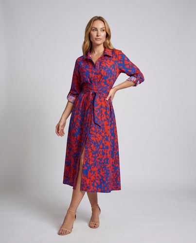 Damen Hemdblusenkleid mit raffinierter Taillierung und Schlitz R&B