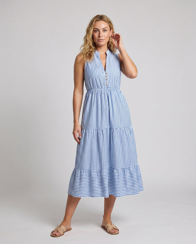 Damen Sommerliches Hemdkleid mit Knopfdetails und Streifenmuster R&B