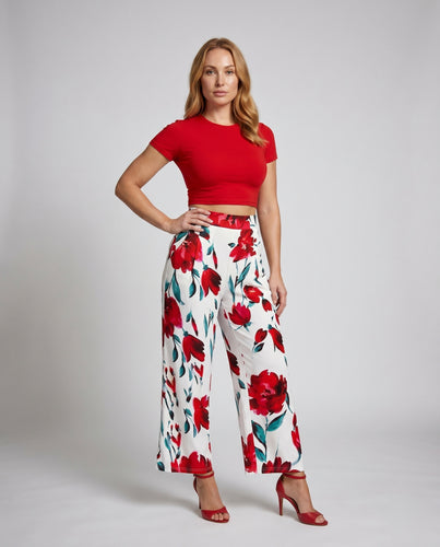 Damen Trendige Palazzohose mit floralem Muster R&B
